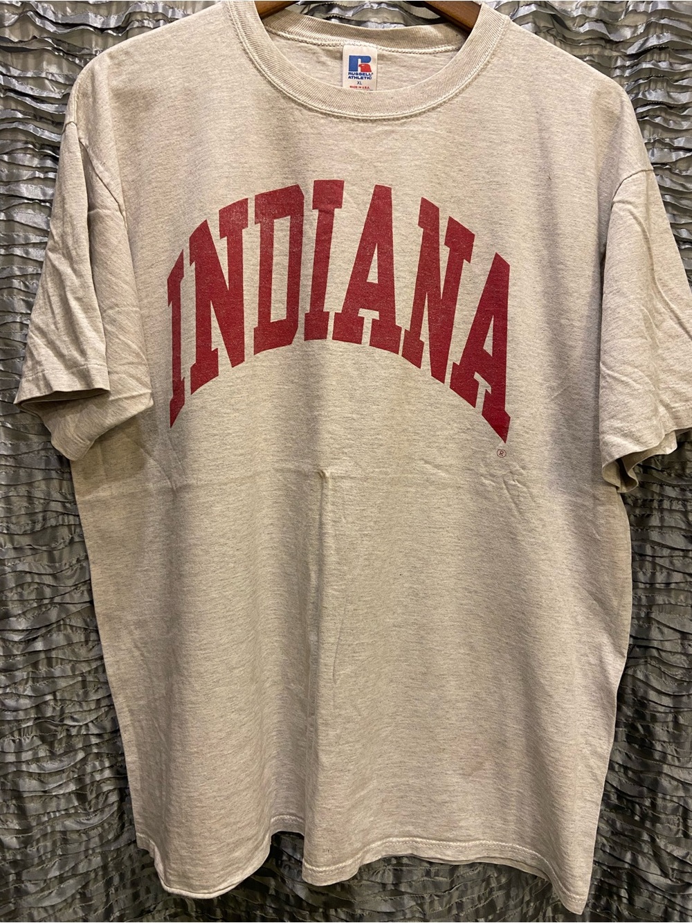 Vintage Russell Athletic Light Gray Tee with Red Indiana